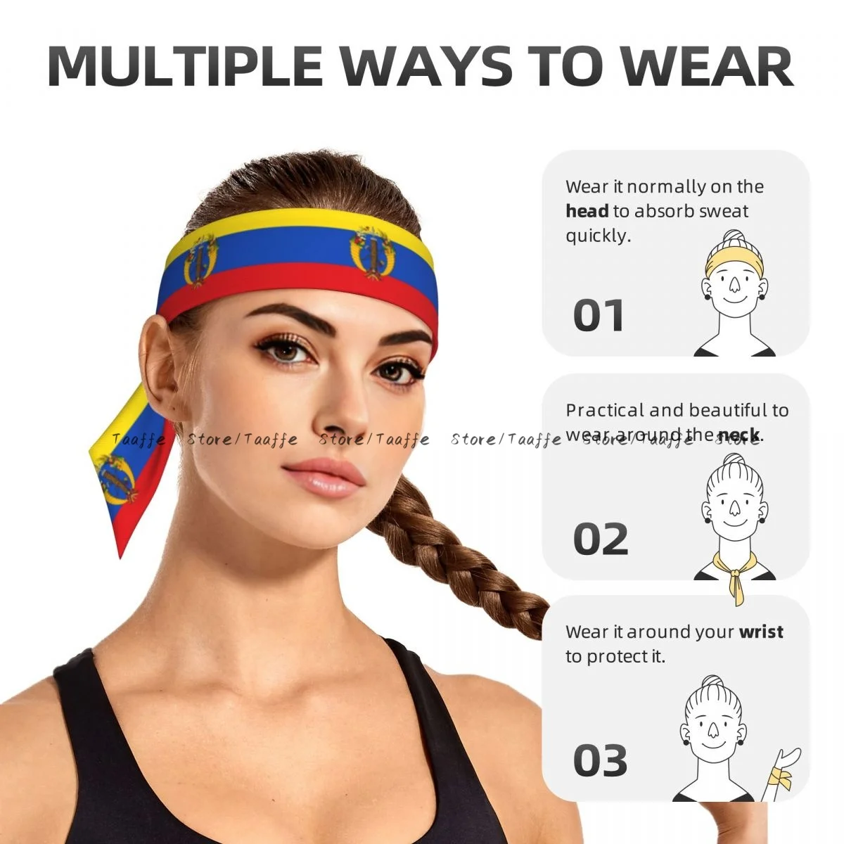 Sports Headband Head Tie Flag Of The Gran Colombia Bandana Sweatbands Yoga Tennis Headwrap for adult