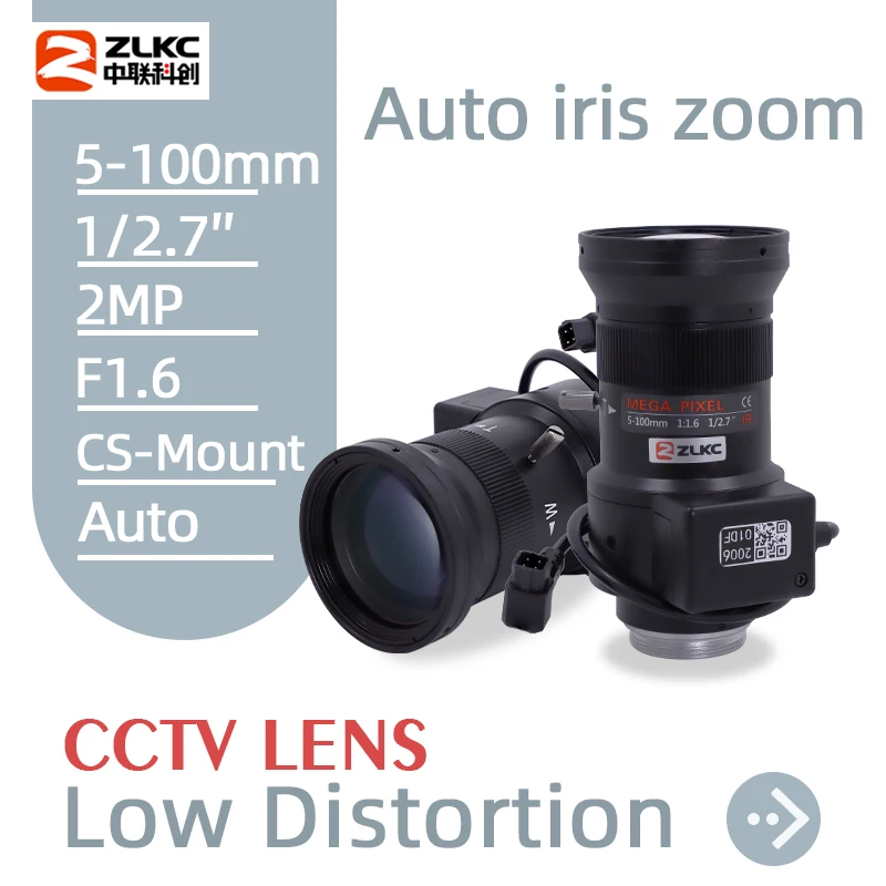 

ZLKC IR Optics Lens IP Camera 2MP HD 5-100mm Zoom 1/2.7 Inch Auto Iris CS Mount CCTV Lens for Basler Surveillance Camera