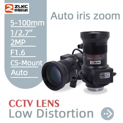 ZLKC IR Optics Lens IP Camera 2MP HD 5-100mm Zoom 1/2.7 Inch Auto Iris CS Mount CCTV Lens for Basler Surveillance Camera