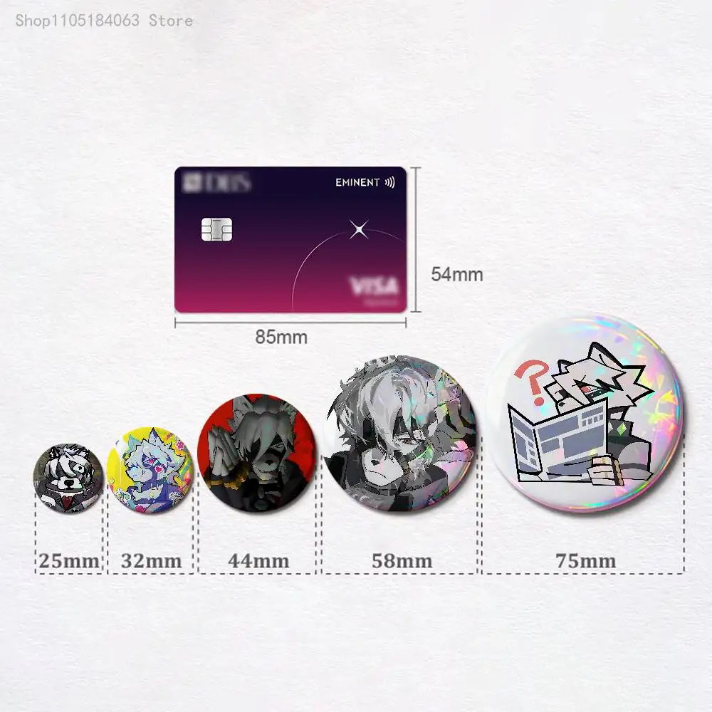 Von Lycaon ZZZ Enamel Pin Tinplate Round Brooch Cosplay Nijigen Otaku Culture Badges 58mm 44mm 32mm