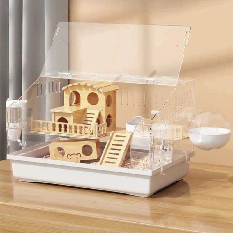 Anti-escape Hamster Cage Breathable Large Golden Hamster Feeding Box Removable Multifunctional Cage Small Animal House Habitat