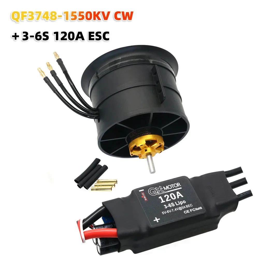 RoRuSQX-MOTOR 90mm EDF 12 Blades Ducted Fan QF3748 3758 Brushless Motor 1000kv 1200kv 1450kv 1550kv CW CCW 100A 120A ESC For RC