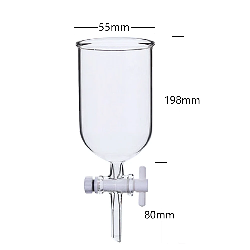 Resistência de alta temperatura química do instrumento de vidro do experimento 100-1000ml funil de vidro do tambor (com pistão do tetrafluoro)