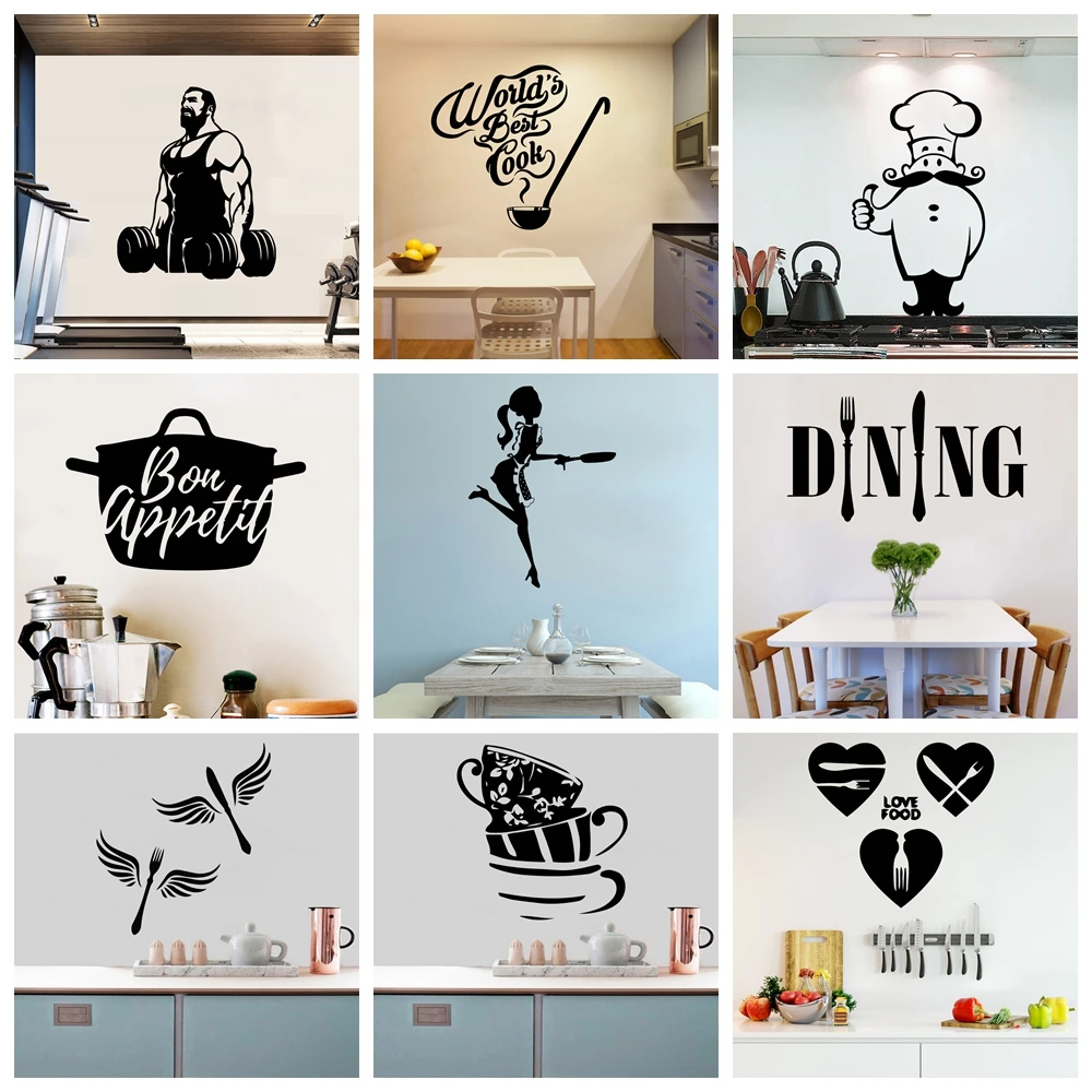 1 pc hot sale cooking tool for kitchen decor Vinyl Wall Sticker Home Decor Stikers Bedroom Diy Pvc Home Decoration Accessories