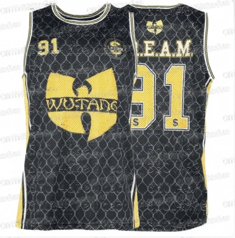 Wu-Tang Clan Basketballtrikot # 91 Print Ärmelloses Rundhals-Tanktop für die ganze Familie, aus Mesh, locker geschnitten, 90er Hip-Hop Streetwear