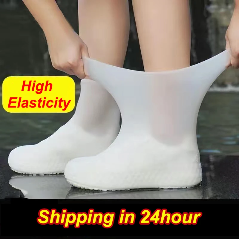 1 Pair Silicone WaterProof Shoe Covers Slip-resistant Rubber Rain Boots Overshoes Accessories For Outdoor Rainy Day S/M/L Covers