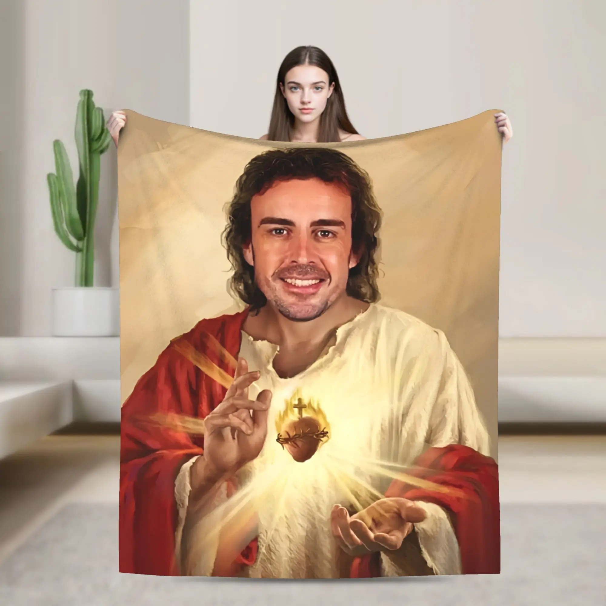 Fernando Alonso Saint  Blankets Fleece Spring/Autumn  Breathable Warm Throw Blanket for Bed Couch Bedspreads