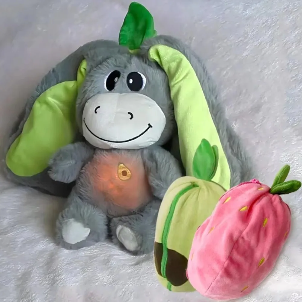 Nette 12,6 zoll Leuchtende Atmung Puppe Plüsch Erdbeere Atmen Gefüllte Puppe Esel Weiche Cartoon Plüsch Puppe Geburtstag Geschenk