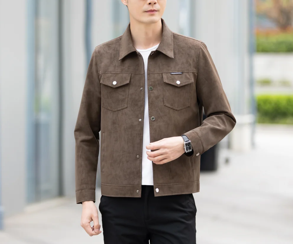 

Men's Pu Business Jacket Lapel Spring & Fall Style