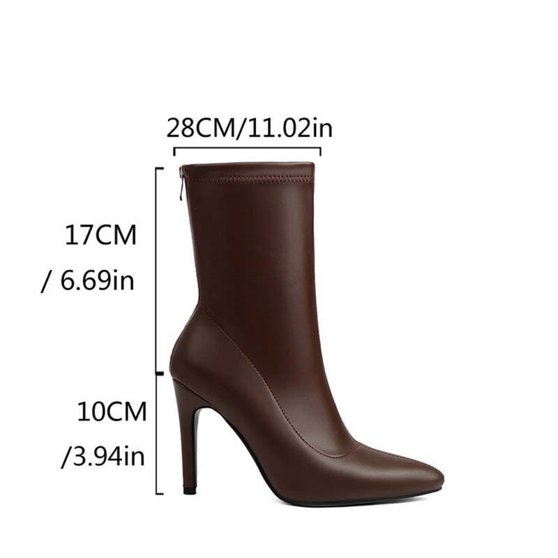 ASILETO Fashion 10cm stivaletti in ecopelle con tacco a spillo autunno scarpe antiscivolo taglia grande 45 46 47 48 US17 argento