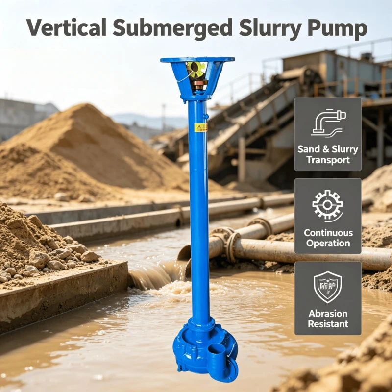 Vertical Submerged Slurry Pump For Sand Washing Plant Cast Iron Single‑‑Stage Continuous Operation