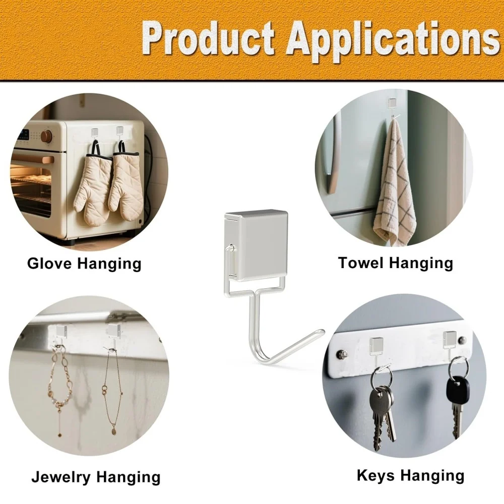 Magnetic Hooks Heavy Duty Swivel Magnet Hook Hanging Keys Towels Flags Gloves Utensils Lights for Cabinet Fridge Bathroom Door - view 6