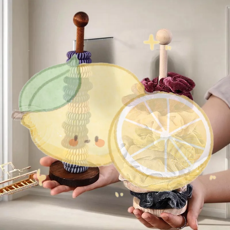 

Wooden Hair Band Rack for Kids with Storage for Rubber Bands, Watches, Bracelets and Scrunchies