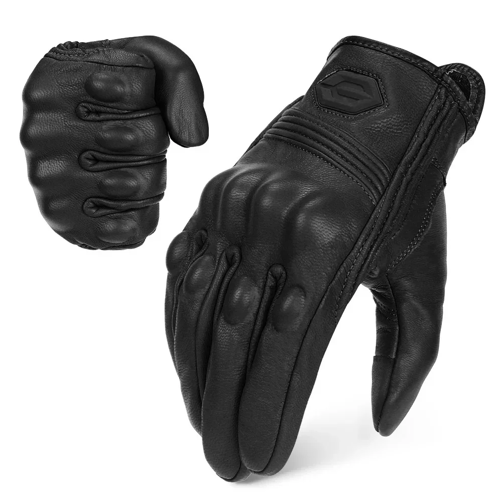 Motorcycle Leather Gloves Vintage Men Women Protective Touchscreen Motorbike Motorcross Cycling Guantes Moto Perforated Gloves