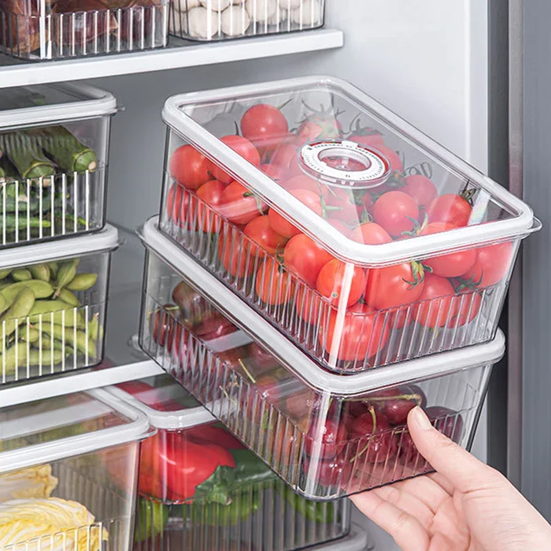 Refrigerator Storage Box Timing Fresh Fridge Organizer Vegetable Fruit Baskets Food Storage Containers Pantry Kitchen Organizer