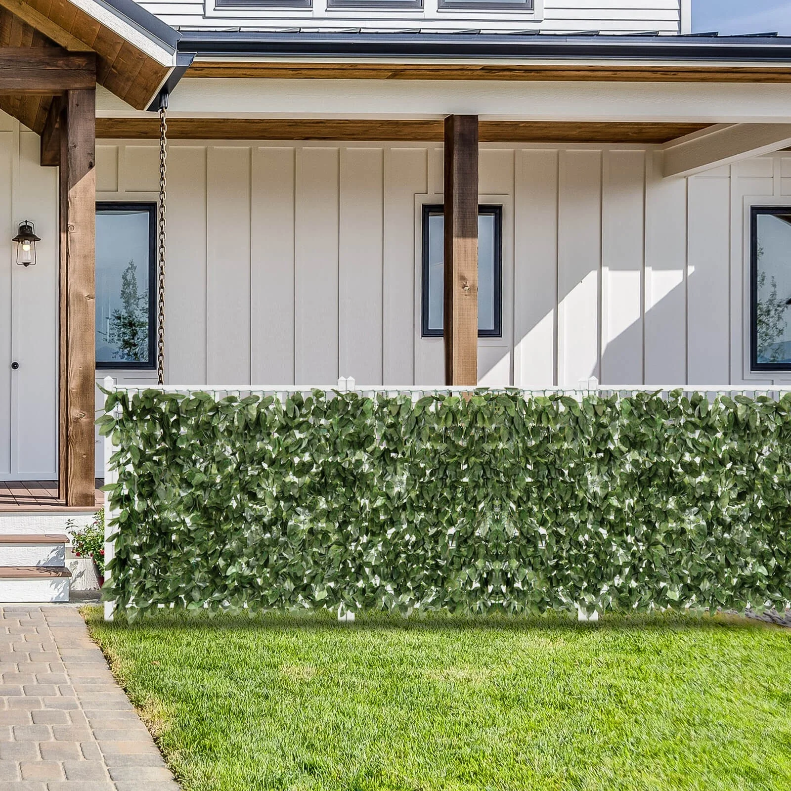 

120" x 40" Artificial Lily Leaf Privacy Fence Sun-protective Greenery Backdrop