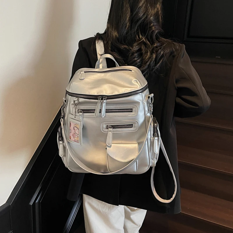 

Женский модный рюкзак из искусственной кожи, стильные мягкие удобные повседневные рюкзаки с несколькими карманами и регулируемым плечевым ремнем