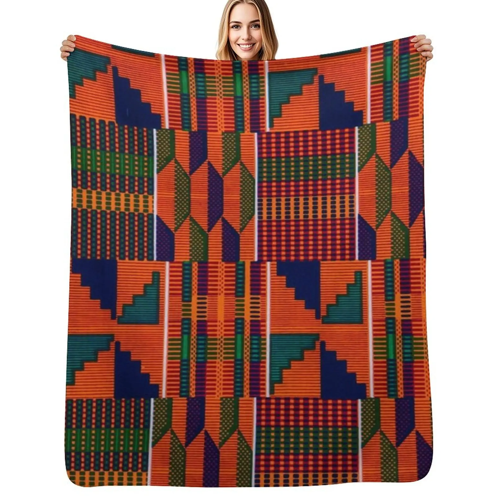 

Kente Throw Blanket Reusable Durable Soft Blanket for All Seasons