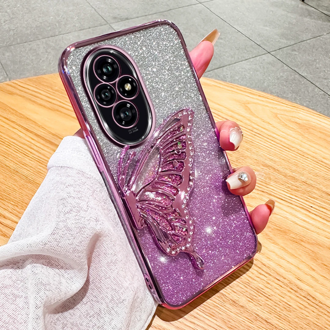 Gradient Glitter Butterfly Quicksand Plating Phone Case For Huawei P60 P50 Mate 60 50 40 Nova 11 10 9 SE 8 7 Pro Silicone Cover