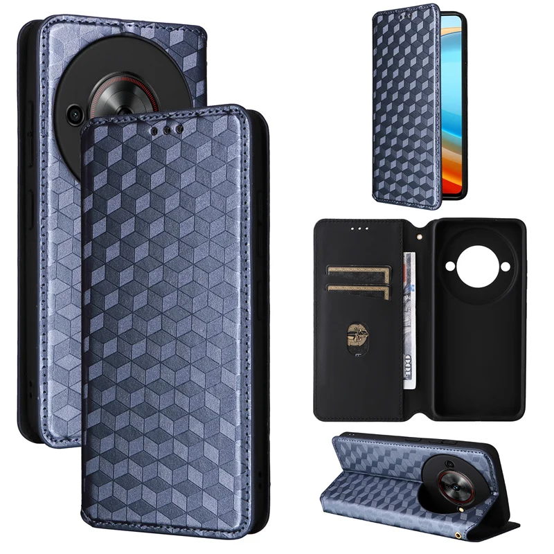 For ZTE Nubia Focus 5G Case stereoscopic lines Premium Leather Wallet Leather Flip Case For ZTE Nubia Focus 5G NX302J Phone Case