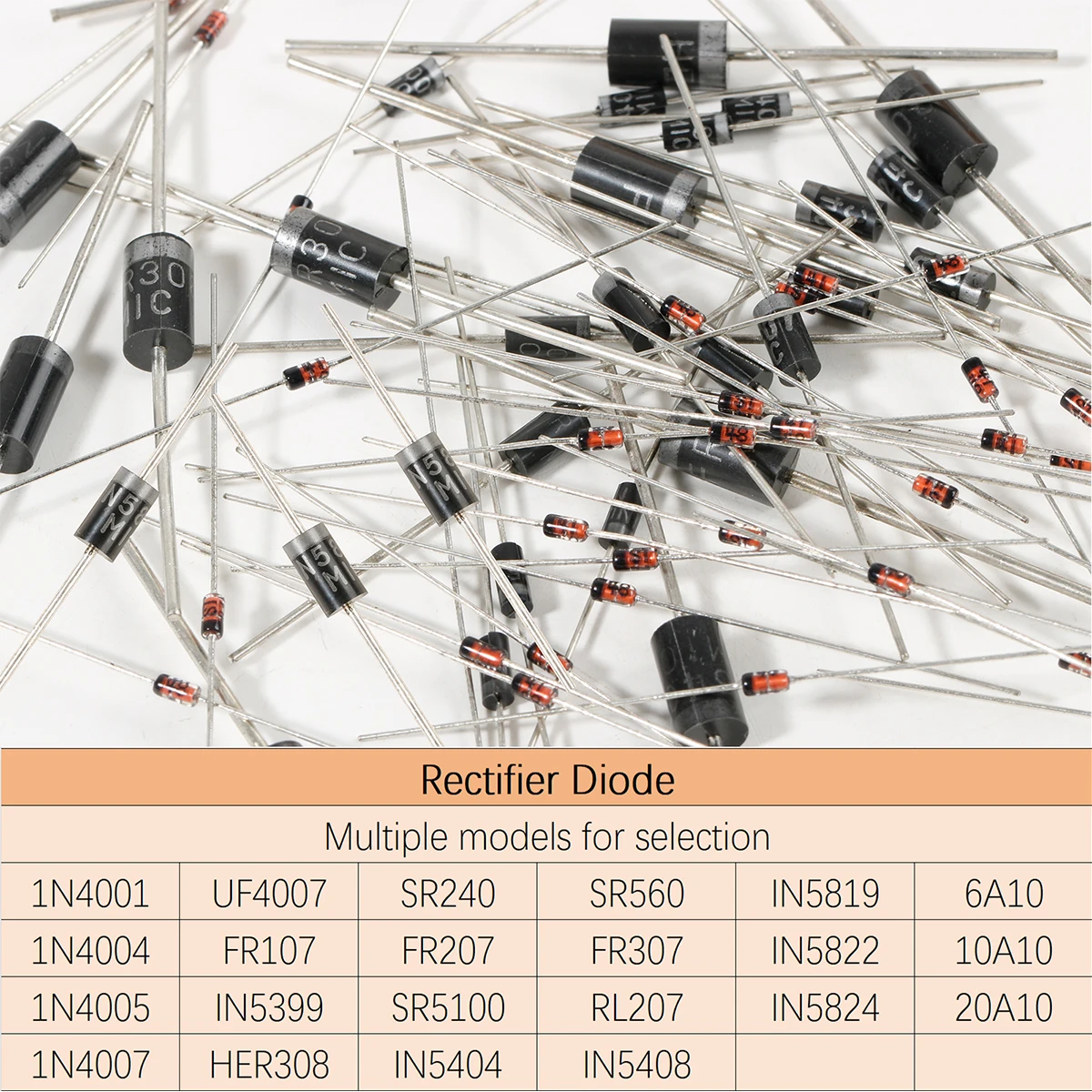 100Pcs 1N4005 SR560 Mixed Rectifier Schottky Diode Kit DO-41 Axial Diode Assortment for Electronic DIY Circuit Repair Experiment