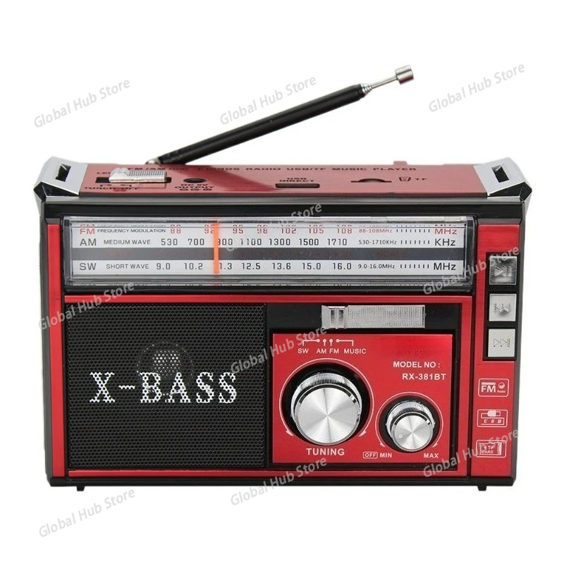 

Retro Portable Wireless Bluetooth Radio Receiver Three Band Radio TF Card /USB Walkman MP3 Digital Playerr FM Pointer