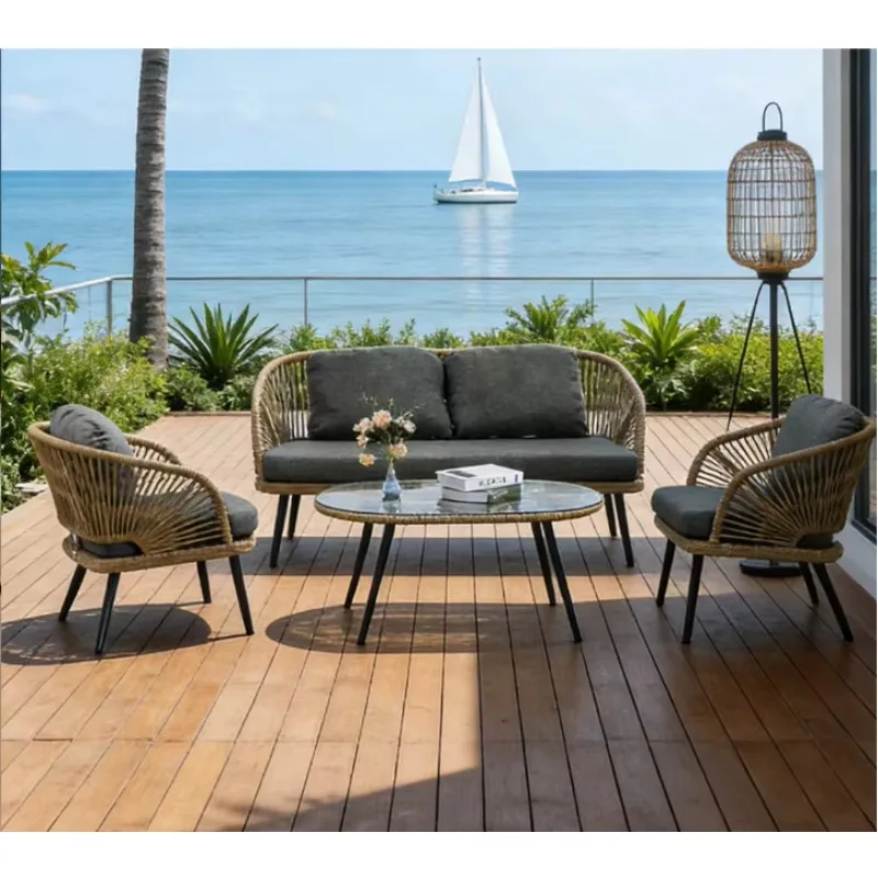 #Waterproof Garden Rattan Furniture Set Table Chair Patio Balcony Seating Outdoor Weather Resistant Leisure Household