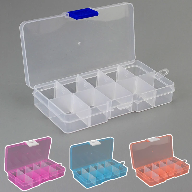 10 Grids Storage Box Container Jewelry Bead Case Organizer Boxes Case Compartments Plastic Transparent Detachable Organizadores