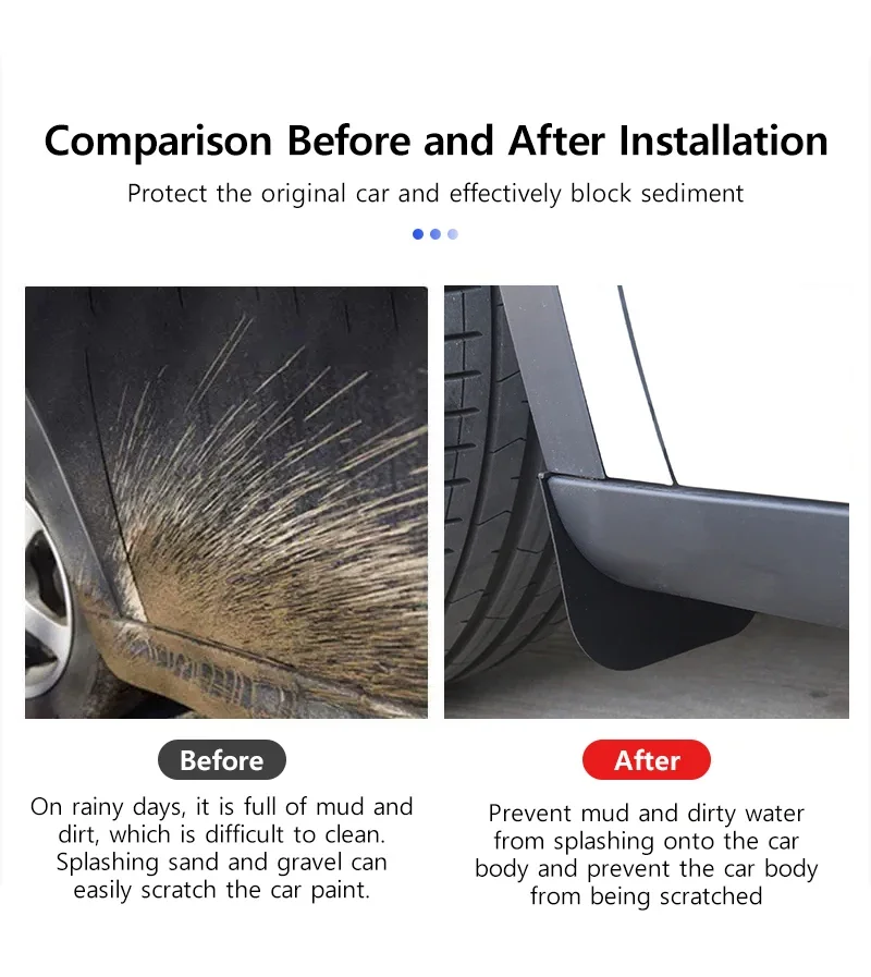 Flexible TPE-Schmutzfänger ohne Bohren für Tesla Model Y Juniper YL Model 3 Highland 2017-2026 Spritzschutz Zubehör – Detail 4