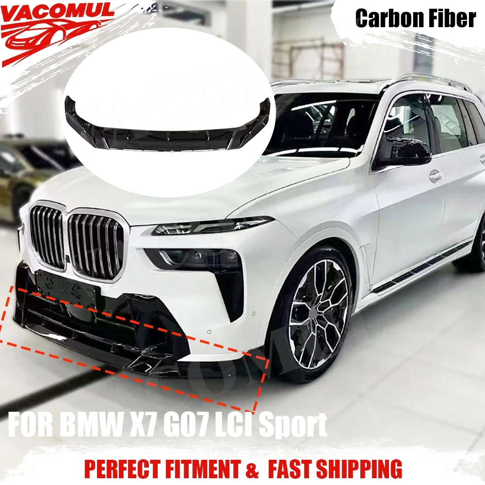 

VACOMUL для BMW X7 G07 LCI Sport 2023 + ABS карбоновый вид, передний спойлер для губ, фартук, защита бампера, доска Lippe Splitter Gloss