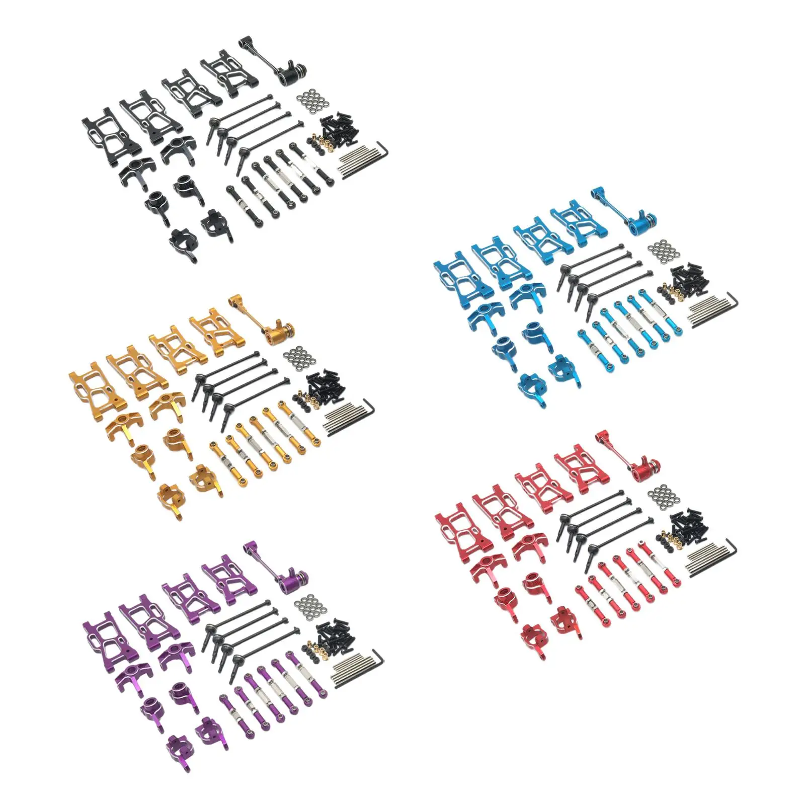 Kit di parti di aggiornamento in metallo per auto RC fai-da-te per Wltoys 124017 124016 124018 124019 Resistente all'usura Durevole Facile installazione completa