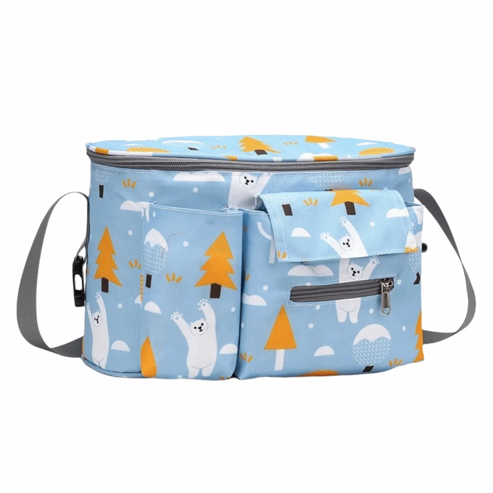 

Large Capacity Baby Stroller Bag Cartoon Oxford Cloth Diaper Bag Organizer with Zipper Save Space Baby Stroller Hanging Bag