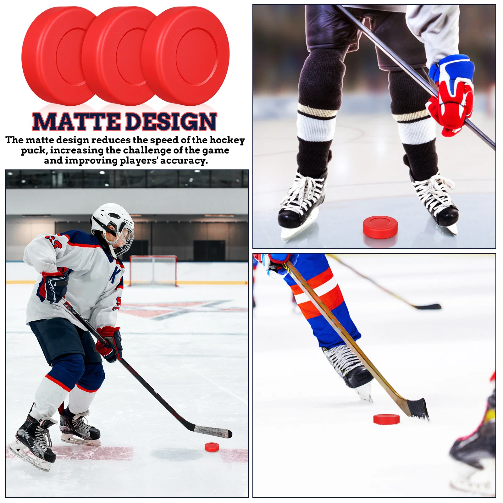 

6 pcs Pucks Street Outdoor Puck Floor Balls Ice Hockey Puck Round Soft Hockey Balls Bulk Set Medium Size Matte Design For