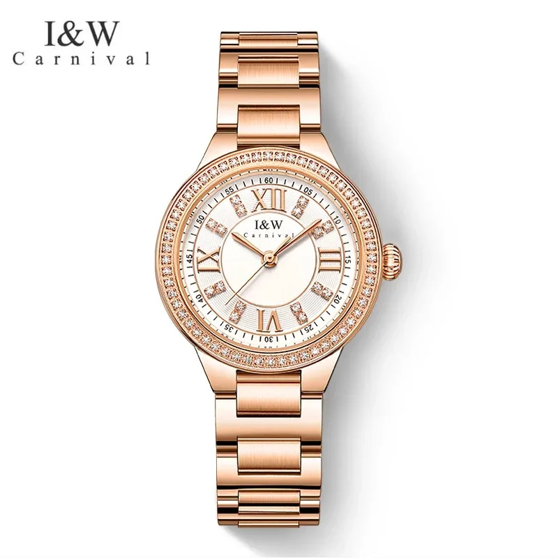 

CARNIVAL Brand Fashion Quartz Wristwatches Ladies Luxury Stainless Steel Casual Girls Watch Waterproof for Women Reloj Mujer