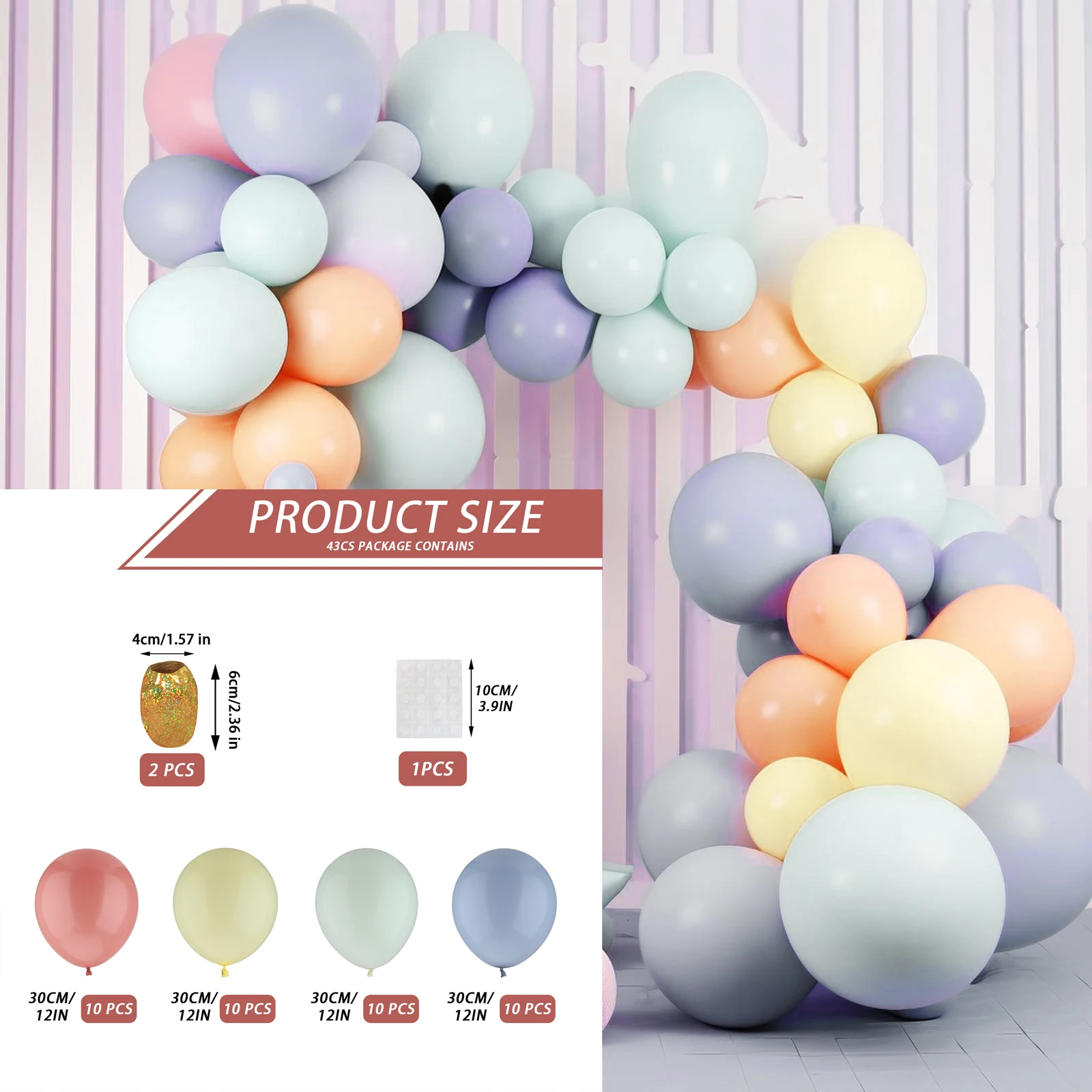 

43pcs Set 12 Inch Pink Latex Latex Party Balloons 32.8ft Gold Aluminium Foil Streamers Party Decorations Latex Balloon