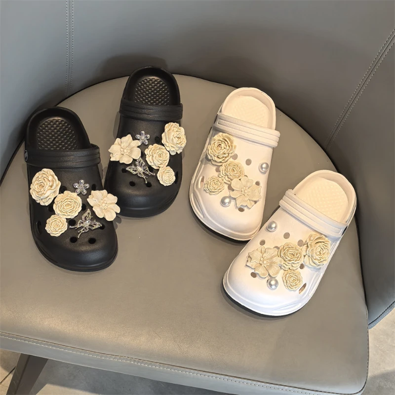 12Pcs New Floral Bouquet Shoe Charms Detachable Diy Accessories Suitable For Clogs, Sandals Abs Resin Xmas Party Gifts Favors
