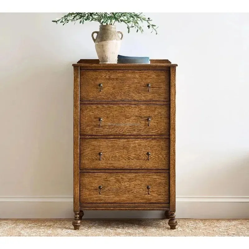 My Home French Contemporary 4 Drawer Solid Oak Drawer Cabinet Modern Luxury Bedroom Furniture Storage