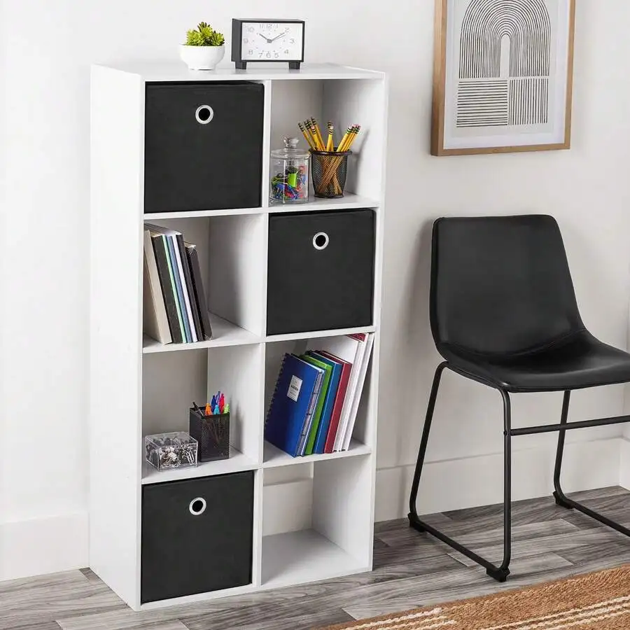 8-Cube Storage Organizer, White Modular Cube Shelf Unit For Closet, Bedroom, Living Room & Home Organization