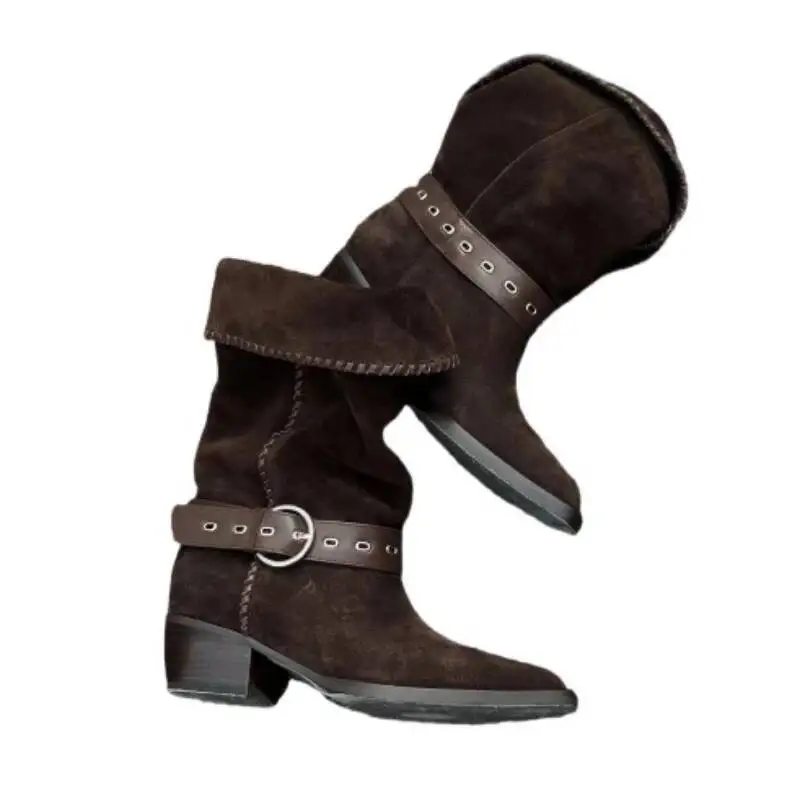 الأحذية النسائية الجلد المدبوغ حذاء من الجلد أشار تو أحذية بكعب مصمم شتاء جديد فارس المصارع مضخات أنيقة Mujer بوتاس #6