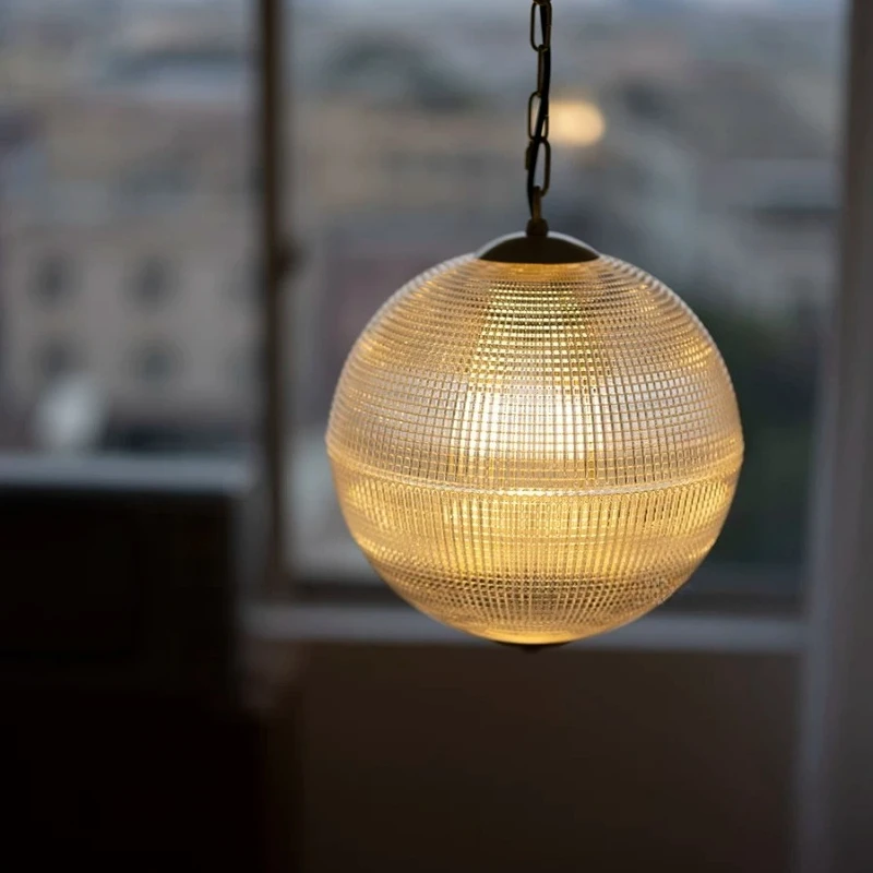 Retro Industrial Style Pendant Light Crystal Glass Sphere LED Ceiling Chandelier Living Room Bedroom High-end Decoration Fixture