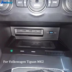 Mobile Holder Phone Charger Fast Wireless Charging For VW Tiguan MK2 2017-2022 Charge Pad modification Interior Accessories