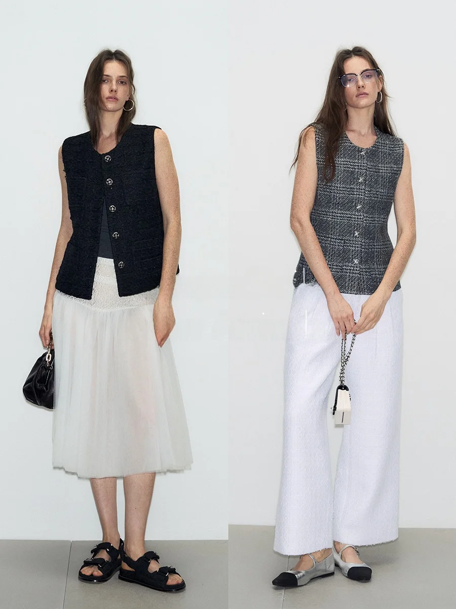 

Dee Sicile Commuter Sle Woolen Cheered Vest Deep ey round Ne Women's Jaet Smart Classic Chinese Brand