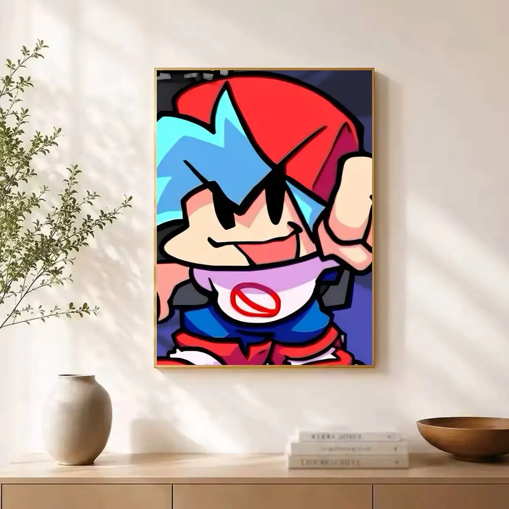 FNF BF Game Friday Night Funkin  Poster Waterproof Wall Art Sticker For Bar Living Room Vintage Decor High Quality Print Gift