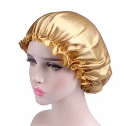 Women Silk Satin Night Sleep Cap Shower Caps Hair Care Beauty Bonnet Hat Head Cover Elastic Band Bathroom Shower Caps