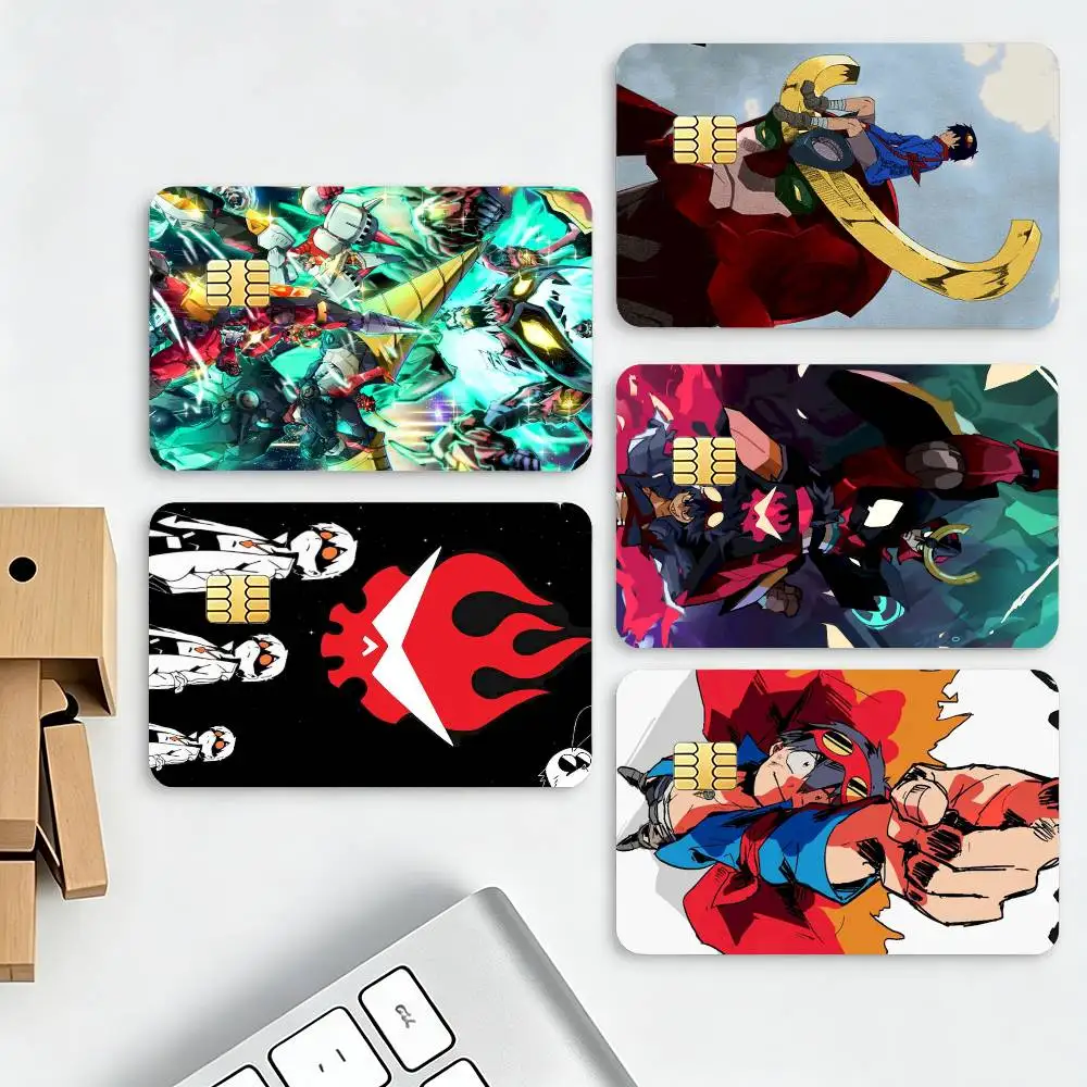 Popular Anime Gurren Lagann HD Credit Card Stickers Game Card Decal Small Chip Waterproof Sticker Gift Decor