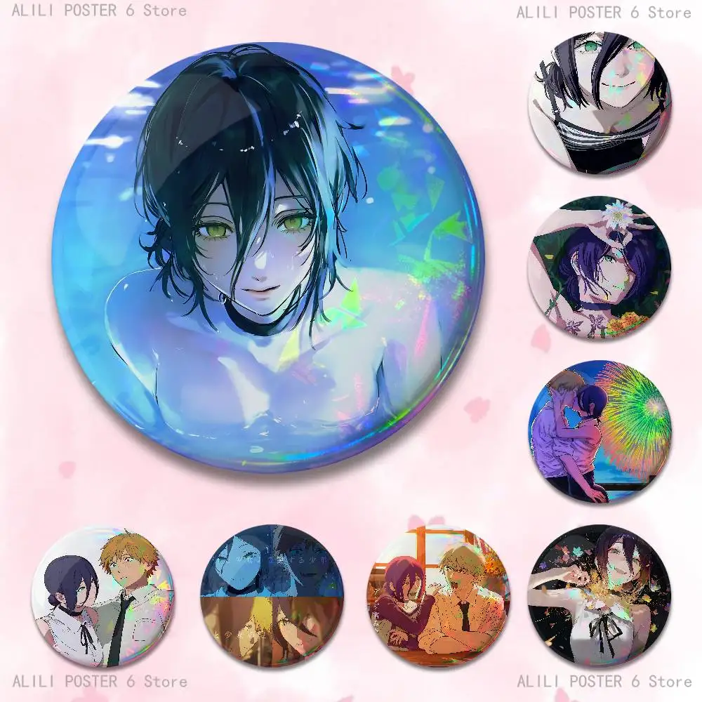 C-Chainsaw M-Man R-Reze Arc Badges 25 32 44 58 75 mm Round Cosplay Pin Bag Decor Fans Collect Friends Gifts Brooch Souvenir