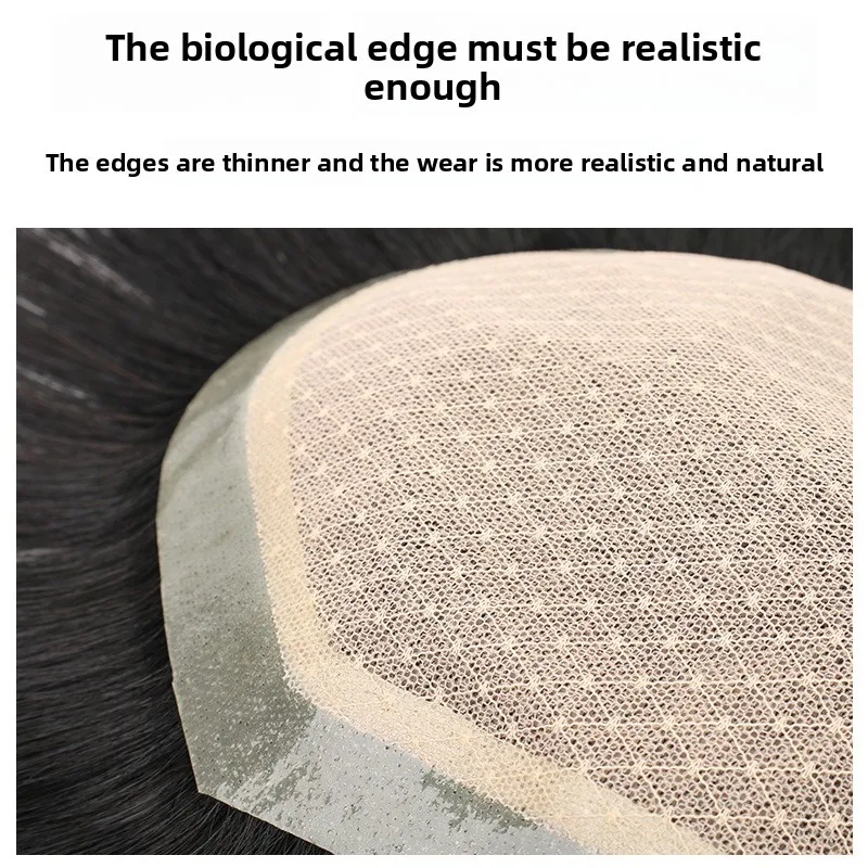 اليدوية تنفس الشعر البشري الرجال كتلة الشعر الفارغة الشعر المستعار نظام استبدال حقيقي للرجال فقدان الشعر بدون شعر 13x18 سنتيمتر/14x19 سنتيمتر