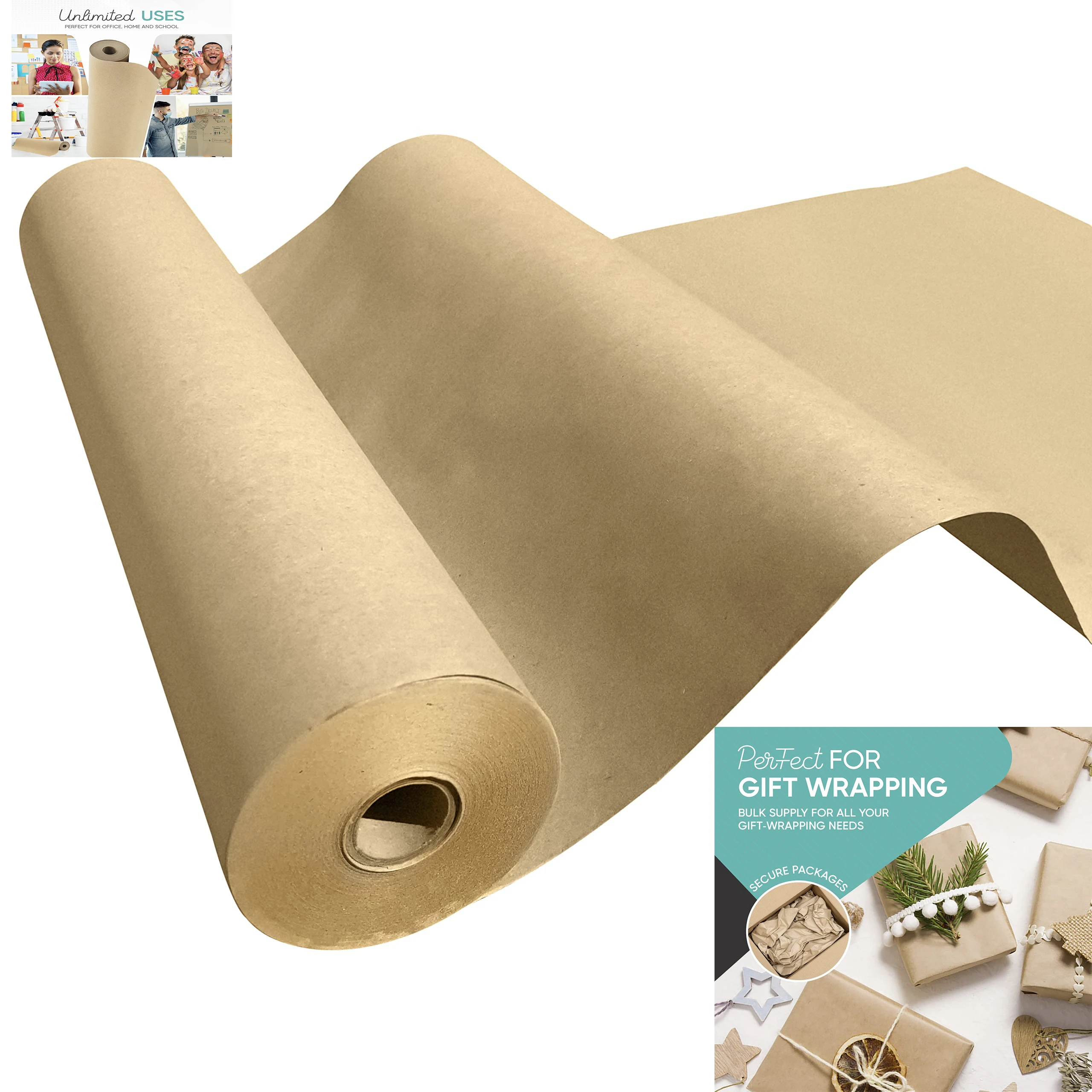 Brown Kraft Paper Roll, Ideal for Gift Wrapping, Art & Craft, Postal, Packing, Shipping, Floor Covering, Parcel, Table Runner,