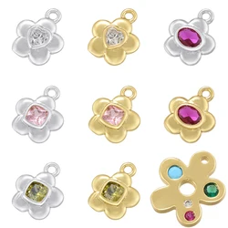 Flower-Shaped Zirconia Charms 18K Gold Plated Copper Pendant DIY Bracelet/Necklace Jewelry Making Supplies:VD1531 VD1532