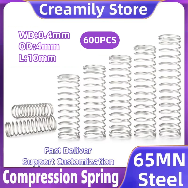 

Creamily 600PCS Wire Diameter 0.4MM Compression Spring Compressed Spring Y-Type Rotor Return Spring Support Customization